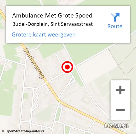 Locatie op kaart van de 112 melding: Ambulance Met Grote Spoed Naar Budel-Dorplein, Sint Servaasstraat op 23 april 2022 10:28