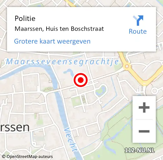 Locatie op kaart van de 112 melding: Politie Maarssen, Huis ten Boschstraat op 23 april 2022 10:54