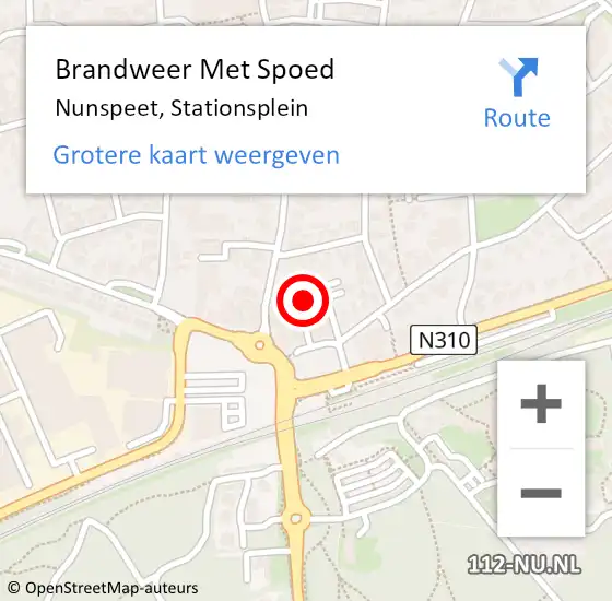 Locatie op kaart van de 112 melding: Brandweer Met Spoed Naar Nunspeet, Stationsplein op 23 april 2022 11:06