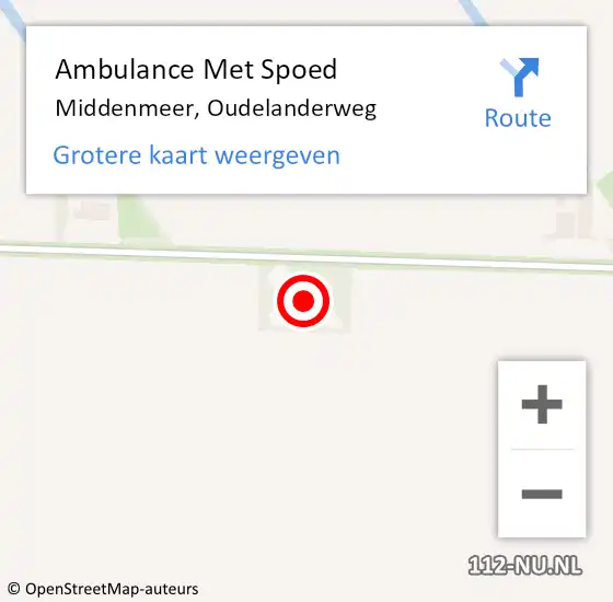 Locatie op kaart van de 112 melding: Ambulance Met Spoed Naar Middenmeer, Oudelanderweg op 23 april 2022 11:10