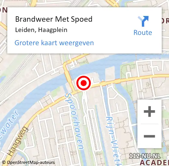 Locatie op kaart van de 112 melding: Brandweer Met Spoed Naar Leiden, Haagplein op 23 april 2022 11:23