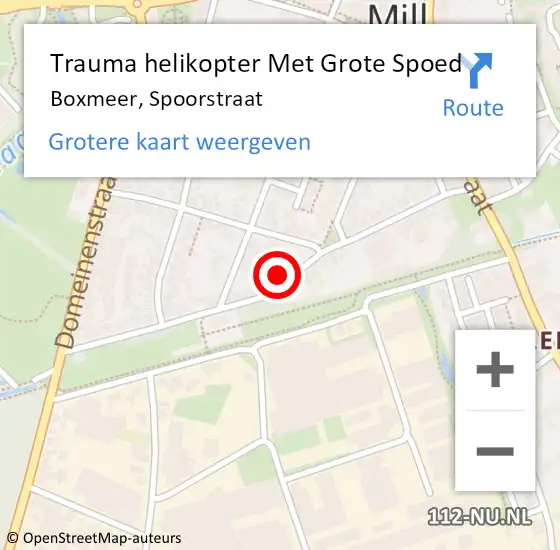 Locatie op kaart van de 112 melding: Trauma helikopter Met Grote Spoed Naar Boxmeer, Spoorstraat op 23 april 2022 11:27