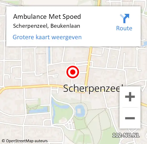 Locatie op kaart van de 112 melding: Ambulance Met Spoed Naar Scherpenzeel, Beukenlaan op 23 april 2022 11:37