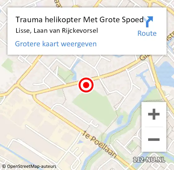 Locatie op kaart van de 112 melding: Trauma helikopter Met Grote Spoed Naar Lisse, Laan van Rijckevorsel op 23 april 2022 11:41