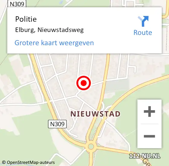 Locatie op kaart van de 112 melding: Politie Elburg, Nieuwstadsweg op 23 april 2022 11:52