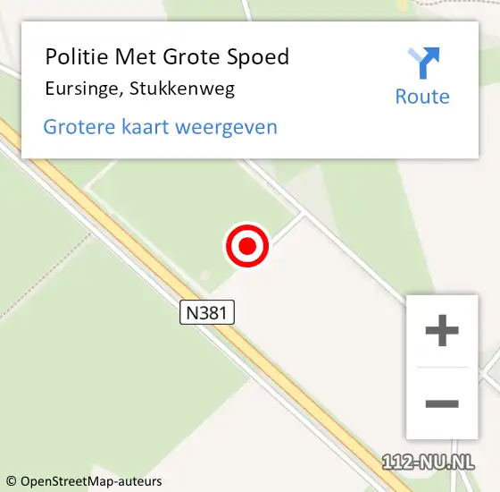 Locatie op kaart van de 112 melding: Politie Met Grote Spoed Naar Eursinge, Stukkenweg op 23 april 2022 11:55