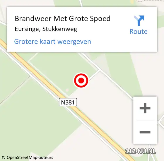 Locatie op kaart van de 112 melding: Brandweer Met Grote Spoed Naar Eursinge, Stukkenweg op 23 april 2022 11:56