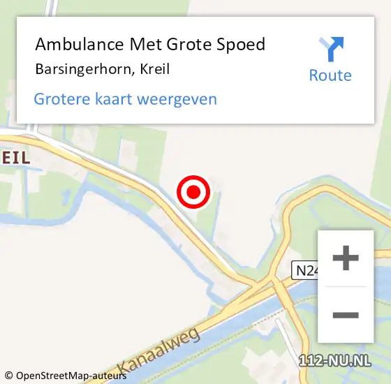 Locatie op kaart van de 112 melding: Ambulance Met Grote Spoed Naar Barsingerhorn, Kreil op 23 april 2022 12:14