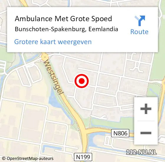 Locatie op kaart van de 112 melding: Ambulance Met Grote Spoed Naar Bunschoten-Spakenburg, Eemlandia op 23 april 2022 12:26