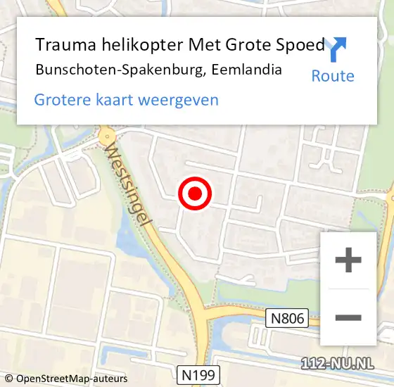 Locatie op kaart van de 112 melding: Trauma helikopter Met Grote Spoed Naar Bunschoten-Spakenburg, Eemlandia op 23 april 2022 12:26