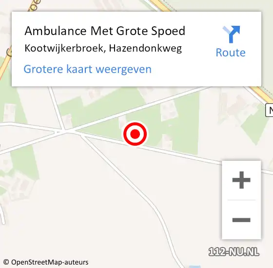 Locatie op kaart van de 112 melding: Ambulance Met Grote Spoed Naar Kootwijkerbroek, Hazendonkweg op 23 april 2022 12:56