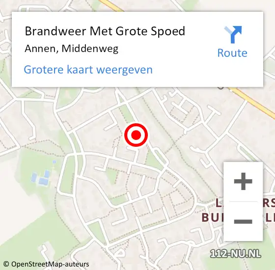 Locatie op kaart van de 112 melding: Brandweer Met Grote Spoed Naar Annen, Middenweg op 23 april 2022 13:02