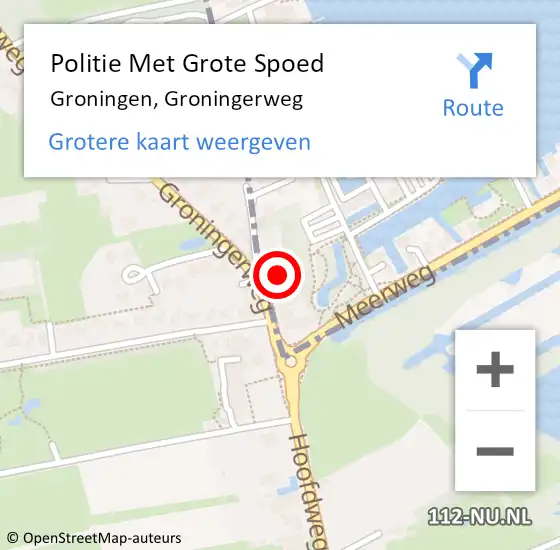 Locatie op kaart van de 112 melding: Politie Met Grote Spoed Naar Groningen, Groningerweg op 23 april 2022 13:08