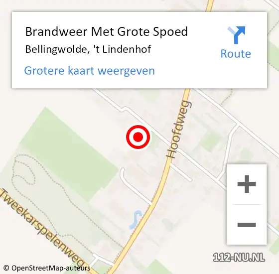 Locatie op kaart van de 112 melding: Brandweer Met Grote Spoed Naar Bellingwolde, 't Lindenhof op 23 april 2022 13:15