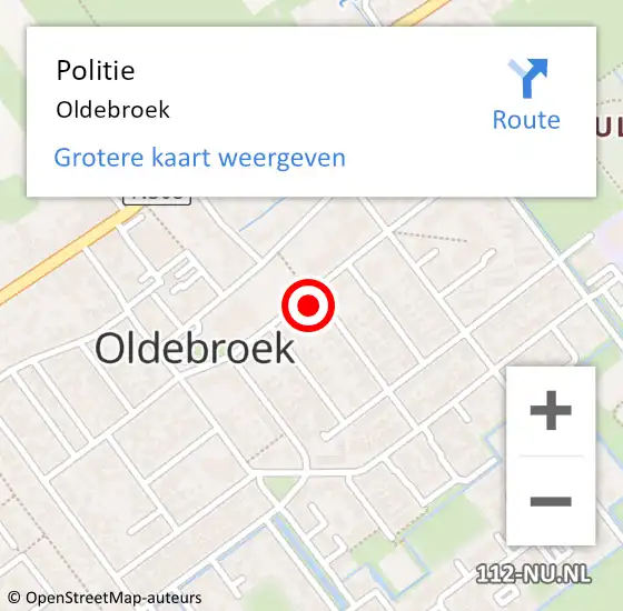 Locatie op kaart van de 112 melding: Politie Oldebroek op 23 april 2022 13:17