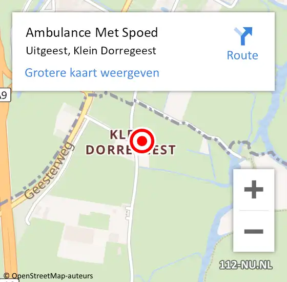 Locatie op kaart van de 112 melding: Ambulance Met Spoed Naar Uitgeest, Klein Dorregeest op 23 april 2022 13:21