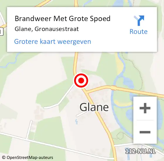 Locatie op kaart van de 112 melding: Brandweer Met Grote Spoed Naar Glane, Gronausestraat op 23 april 2022 13:26