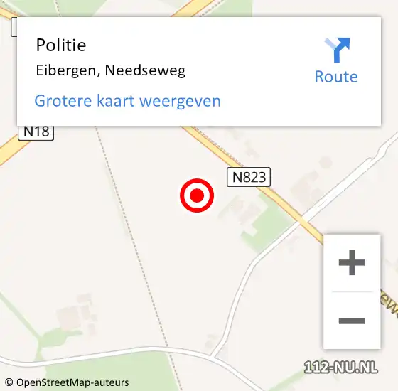 Locatie op kaart van de 112 melding: Politie Eibergen, Needseweg op 23 april 2022 13:33