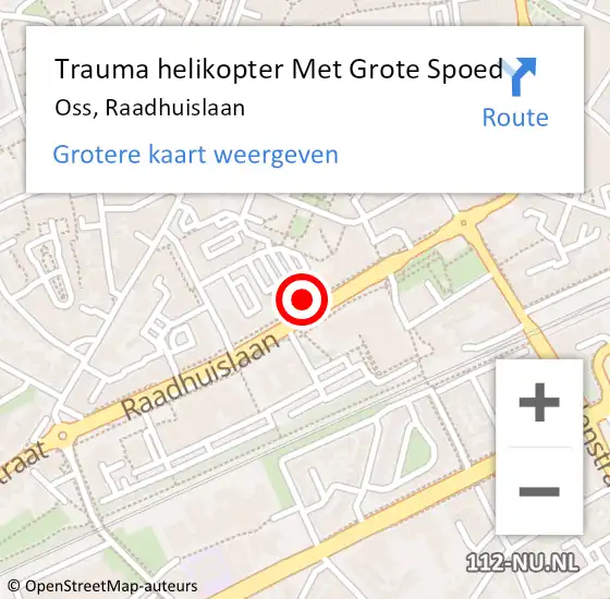 Locatie op kaart van de 112 melding: Trauma helikopter Met Grote Spoed Naar Oss, Raadhuislaan op 23 april 2022 13:47