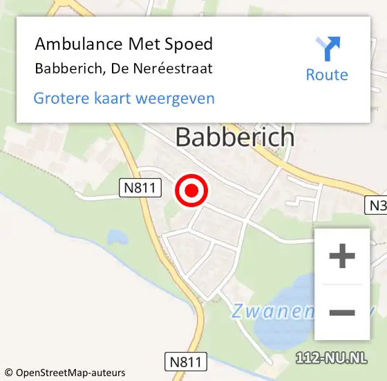 Locatie op kaart van de 112 melding: Ambulance Met Spoed Naar Babberich, De Neréestraat op 23 april 2022 14:06