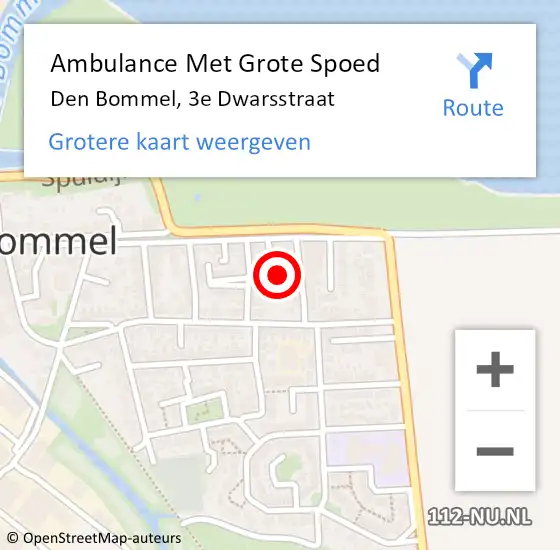 Locatie op kaart van de 112 melding: Ambulance Met Grote Spoed Naar Den Bommel, 3e Dwarsstraat op 23 april 2022 14:09