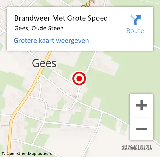 Locatie op kaart van de 112 melding: Brandweer Met Grote Spoed Naar Gees, Oude Steeg op 23 april 2022 14:13