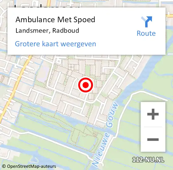 Locatie op kaart van de 112 melding: Ambulance Met Spoed Naar Landsmeer, Radboud op 23 april 2022 14:19