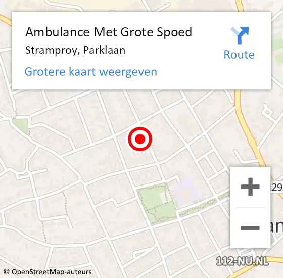 Locatie op kaart van de 112 melding: Ambulance Met Grote Spoed Naar Stramproy, Parklaan op 23 april 2022 14:21