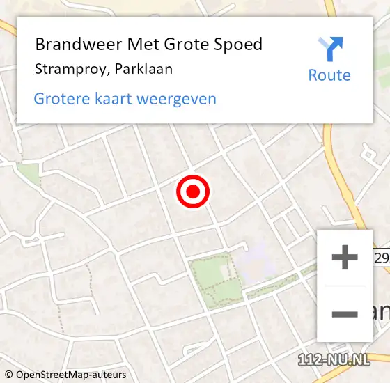 Locatie op kaart van de 112 melding: Brandweer Met Grote Spoed Naar Stramproy, Parklaan op 23 april 2022 14:23