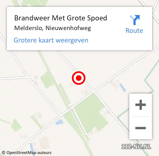 Locatie op kaart van de 112 melding: Brandweer Met Grote Spoed Naar Melderslo, Nieuwenhofweg op 23 april 2022 14:25