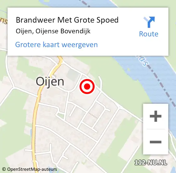 Locatie op kaart van de 112 melding: Brandweer Met Grote Spoed Naar Oijen, Oijense Bovendijk op 23 april 2022 14:32