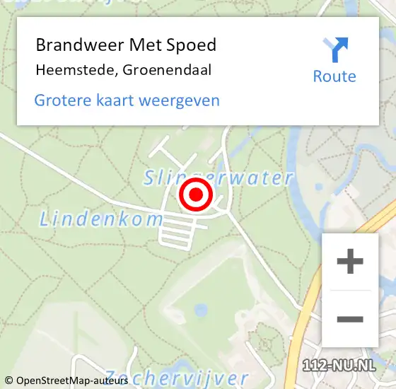 Locatie op kaart van de 112 melding: Brandweer Met Spoed Naar Heemstede, Groenendaal op 23 april 2022 15:15