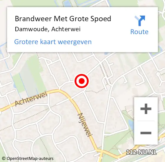 Locatie op kaart van de 112 melding: Brandweer Met Grote Spoed Naar Damwoude, Achterwei op 23 april 2022 15:30