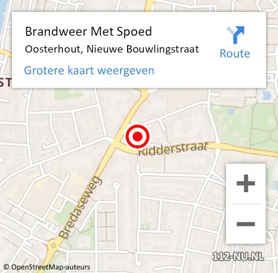 Locatie op kaart van de 112 melding: Brandweer Met Spoed Naar Oosterhout, Nieuwe Bouwlingstraat op 23 april 2022 15:33