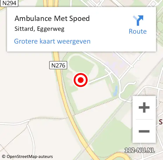 Locatie op kaart van de 112 melding: Ambulance Met Spoed Naar Sittard, Eggerweg op 23 april 2022 15:35