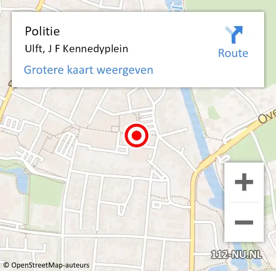 Locatie op kaart van de 112 melding: Politie Ulft, J F Kennedyplein op 23 april 2022 15:40