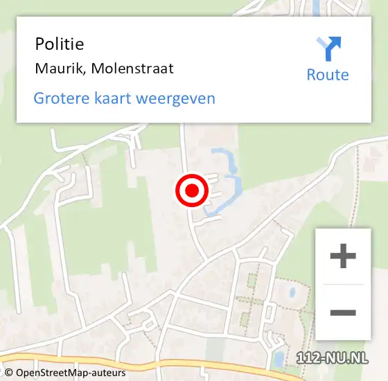 Locatie op kaart van de 112 melding: Politie Maurik, Molenstraat op 23 april 2022 15:49