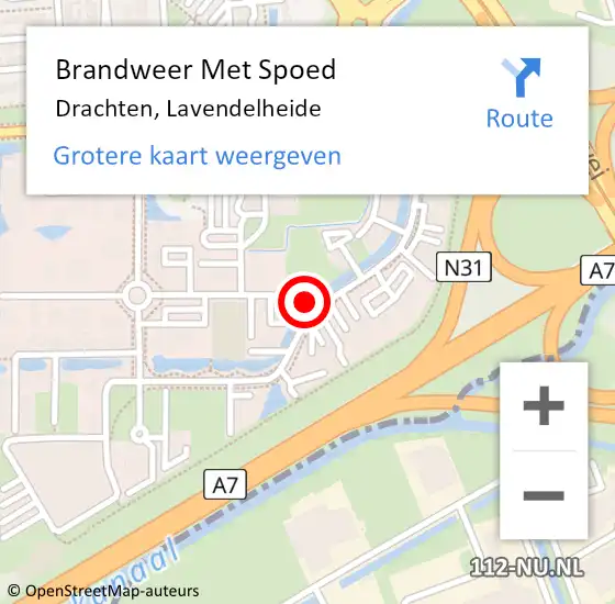 Locatie op kaart van de 112 melding: Brandweer Met Spoed Naar Drachten, Lavendelheide op 23 april 2022 15:54