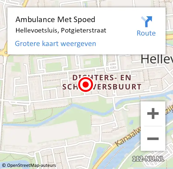 Locatie op kaart van de 112 melding: Ambulance Met Spoed Naar Hellevoetsluis, Potgieterstraat op 23 april 2022 15:57