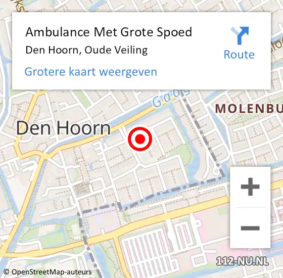 Locatie op kaart van de 112 melding: Ambulance Met Grote Spoed Naar Den Hoorn, Oude Veiling op 23 april 2022 16:00