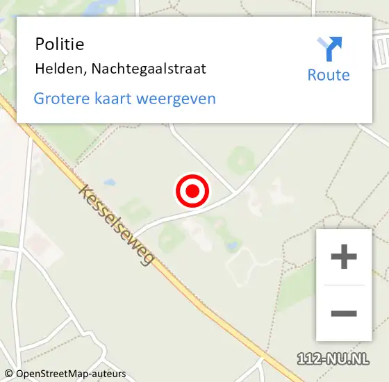 Locatie op kaart van de 112 melding: Politie Helden, Nachtegaalstraat op 23 april 2022 16:12