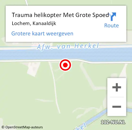 Locatie op kaart van de 112 melding: Trauma helikopter Met Grote Spoed Naar Lochem, Kanaaldijk op 23 april 2022 16:13