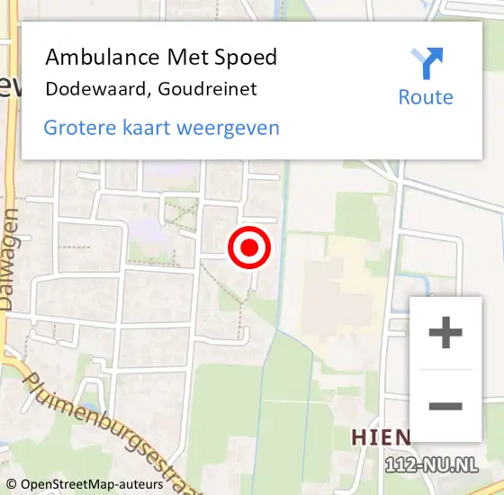 Locatie op kaart van de 112 melding: Ambulance Met Spoed Naar Dodewaard, Goudreinet op 23 april 2022 16:17