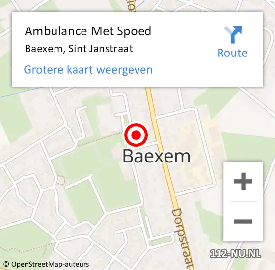 Locatie op kaart van de 112 melding: Ambulance Met Spoed Naar Baexem, Sint Janstraat op 23 april 2022 16:20