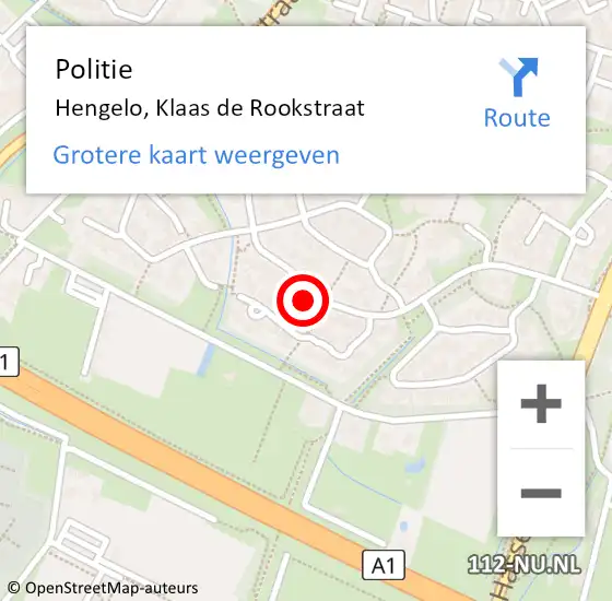 Locatie op kaart van de 112 melding: Politie Hengelo, Klaas de Rookstraat op 23 april 2022 16:47