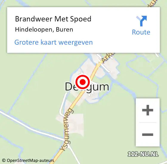 Locatie op kaart van de 112 melding: Brandweer Met Spoed Naar Hindeloopen, Buren op 23 april 2022 16:53