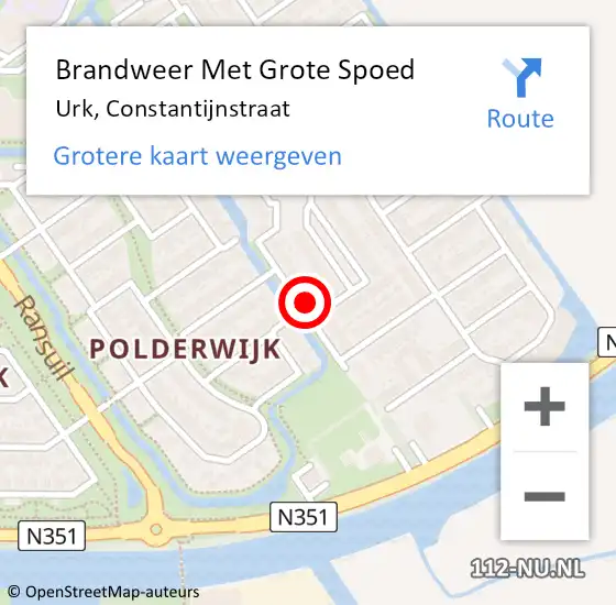 Locatie op kaart van de 112 melding: Brandweer Met Grote Spoed Naar Urk, Constantijnstraat op 23 april 2022 16:56