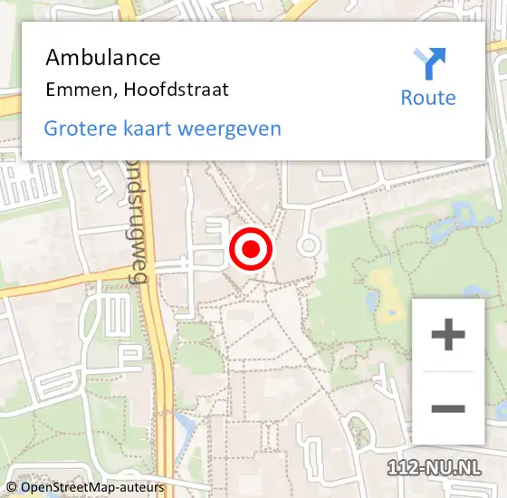 Locatie op kaart van de 112 melding: Ambulance Emmen, Hoofdstraat op 15 juli 2014 11:38