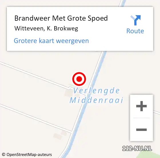 Locatie op kaart van de 112 melding: Brandweer Met Grote Spoed Naar Witteveen, K. Brokweg op 23 april 2022 17:19