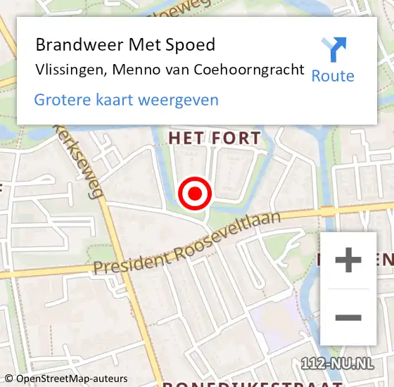 Locatie op kaart van de 112 melding: Brandweer Met Spoed Naar Vlissingen, Menno van Coehoorngracht op 23 april 2022 17:52